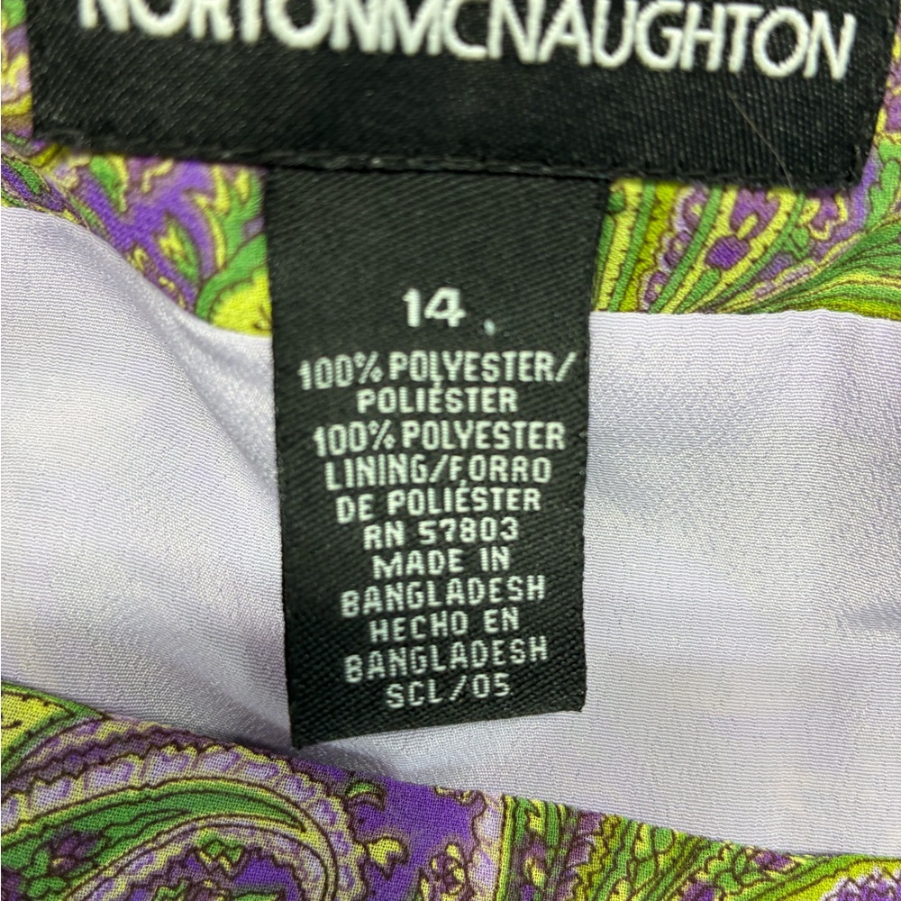 Norton McNaughton Paisley A-Line Skirt Purple Green Size 14 Classic Vintage - Picture 4 of 8